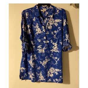 Plus Size Blue Floral Women Within tunic top.